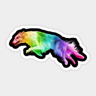 Running Rainbow Borzoi Dog Sticker